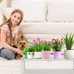 Gouisalin metallväxtställ för inomhusbruk och trädgård 40x84x20,5 cm vit