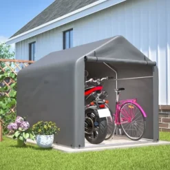 Grå Cykelgarage / Redskapsbod 160x220x165 cm med rullport, vattentätt PE-material