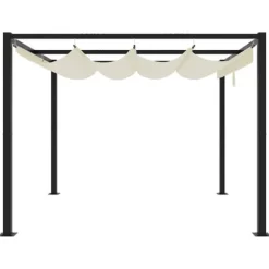 Gräddvit paviljong med infällbart tak - Trädgårdspaviljong | Storlek: 3x3 m | Material: Stål