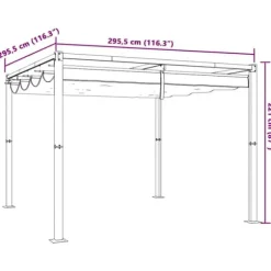 Gräddvit paviljong med infällbart tak - Trädgårdspaviljong | Storlek: 3x3 m | Material: Stål