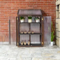 Greenspot Miniväxthus för balkong och terrass 80 x 42 x 120 cm - Balkongväxthus för övervintring av örter, blommor, plantor - Ursprungsfärg Mörk rosen | CDON