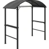 Grillpaviljong 233x110x235 cm, vindtålig med dubbeltak och hyllor, UV-skydd, stål, mörkgrå