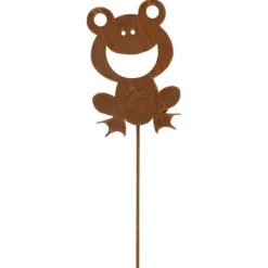 Groda Trädgårdsprydnad Corten Rost Industriell Tenngroda på Rosett