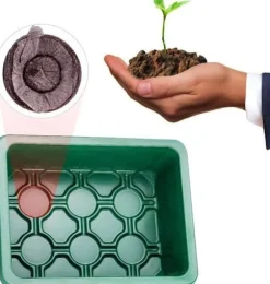 Groddbricka, uppsättning med 12 groddbrickor med 12 odlingsbrickor för inomhusväxthus, propagateulåda för plantskolor inomhus