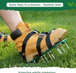 Gräsmatteluftare Skor 1 par - Spikskor för Trädgårdsarbete, Grön, 42 mm Spikdjup