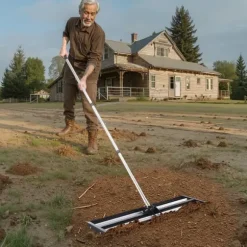 Gräsmatteutjämnare - Handhållen jordutjämnare - Justerbart handtag 213,1 cm - Platta 91,4x25,4 cm - Rostbeständig metall - Ergonomisk - För golfgreen | CDON