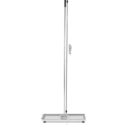 Gräsmatteutjämningskratta, Rostfritt stål, Ergonomiskt handtag,75x25x200cm, Silver