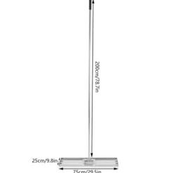 Gräsmatteutjämningskratta, Rostfritt stål, Ergonomiskt handtag,75x25x200cm, Silver
