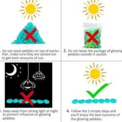 GR15527-Utomhus lysande sten, 200 st konstgjorda fluorescerande småsten dekoration för trädgård Pathway poolbelysning