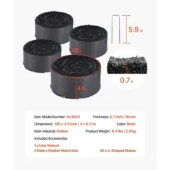 Gummimulchrulle 4-Pack, Landskapsarkitektur Matta 120x4,5 tum, Långvarig och Miljövänlig Gummimulchmatta