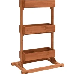 Handgjord odlingslåda i granträ med 3 hyllor | Storlek: 52x30x78 cm