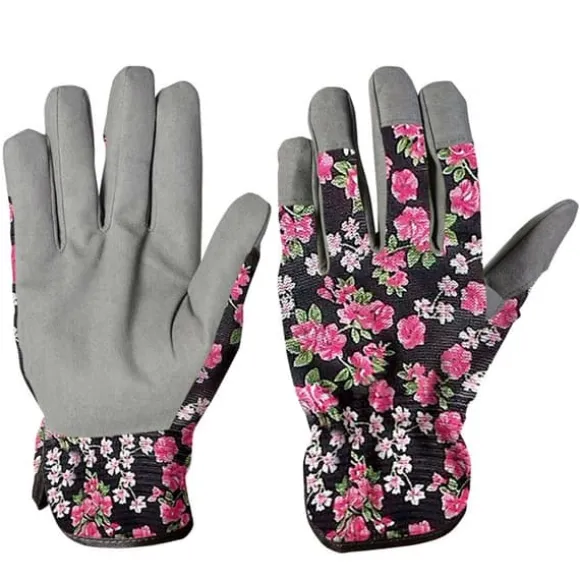 HANDSKAR TILL TRÄDGÅRD KVINNA I BOMULL BLUMMOR STORLEK S VERDEMAX