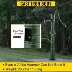 Handvattenpumpstativ, 22,86x22,86x66 cm, Grön, Gjutjärn