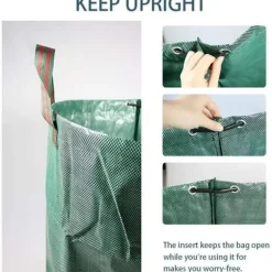 Heavy Duty Trädgårdsväskor - Set med 2 * 272L - Grön - Vattentät och hopfällbar