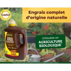 Heltäckande flytande gödningsmedel - SOLABIOL - 2,5 L - Upp till 250 L lösning - Universal - Alla typer av grödor