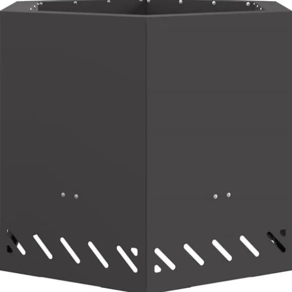 Hexagonalt rökfritt eldstad i stål – Modern och bärbar | Färg: Svart | Storlek: 58x58x51 cm