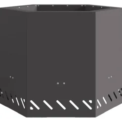 Hexagonalt rökfritt eldstad i stål – Modern och bärbar | Färg: Svart | Storlek: 58x58x51 cm