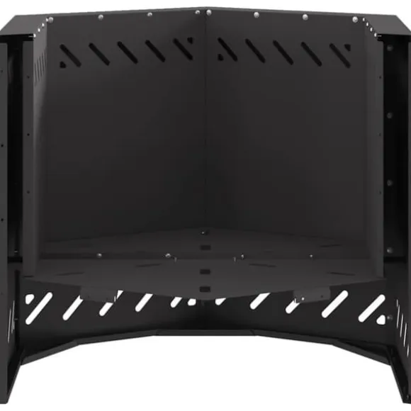 Hexagonalt rökfritt eldstad i stål – Modern och bärbar | Färg: Svart | Storlek: 58x58x51 cm