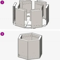 Hexagonalt rökfritt eldstad i stål – Modern och bärbar | Färg: Svart | Storlek: 58x58x51 cm
