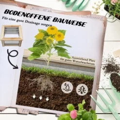 Högbädd i metall med träram 45x45x30 cm – trädgård & balkong