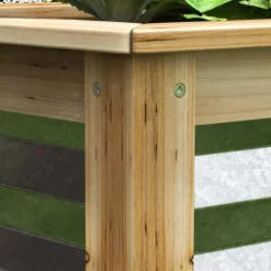 Högbädd i metall med träram 45x45x30 cm – trädgård & balkong