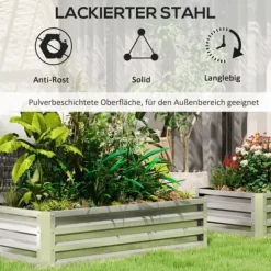 Högbädd i stål 120x60x30,5 cm, rostfri & vädertålig – balkong/trädgård