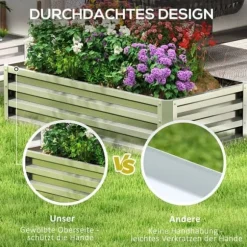 Högbädd i stål 120x60x30,5 cm, rostfri & vädertålig – balkong/trädgård