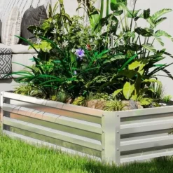 Högbädd i stål 120x60x30,5 cm, rostfri & vädertålig – balkong/trädgård