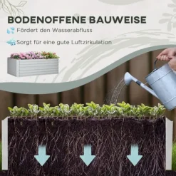 Högbädd i stål 180x90x60 cm, stapelbar/ihopkopplingsbar – blommor & växter