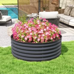 Högbädd i stål 120x120x43 cm, stapelbar/modulär – trädgård & balkong