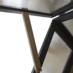 Högbädd i trä med växthus 120x54x112/122 cm, polykarbonat, grå – för tomater & grönsaker