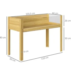 Högbädd i trä 110x50x80 cm med akrylpaneler & dränering – vädertålig