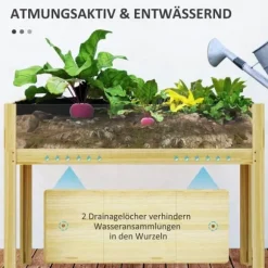 Högbädd i trä 110x50x80 cm med akrylpaneler & dränering – vädertålig