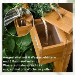 Högbädd med 4 insatser & självbevattning, fodrad, trä brun, 79,5x49,5x80 cm