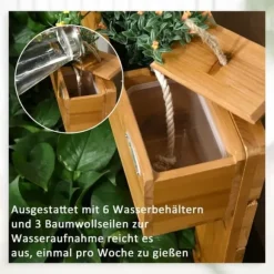 Högbädd med 4 insatser & självbevattning, fodrad, trä brun, 79,5x49,5x80 cm