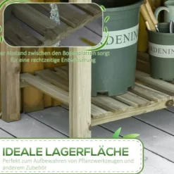 Högbädd med hylla 91x51x76 cm, trä, grön – med dräneringshål