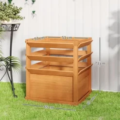 Högbädd med spaljé & öppen botten 65x65x60 cm, trä – för klätterväxter