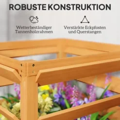 Högbädd med spaljé & öppen botten 65x65x60 cm, trä – för klätterväxter