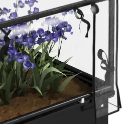 Högbädd med överdrag 60x60x120 cm, metall med dränering – vädertåligt örta-/grönsaksland, svart