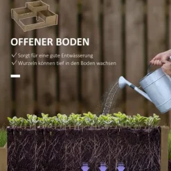 Högbädd 3-stegs i gran 122x122x51 cm, brun – för örter & blommor