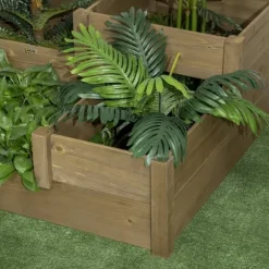 Högbädd 3-stegs i gran 122x122x51 cm, brun – för örter & blommor