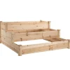 Högbädd 3-stegs i trä 124x124x56 cm – örttrappa för balkong & trädgård