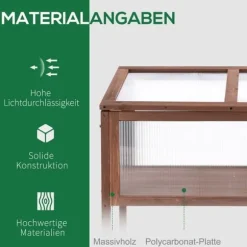 Högbädd/drivbänk 90x50x93 cm, gran & PC-skiva, brun – örtlåda för trädgård/terrass