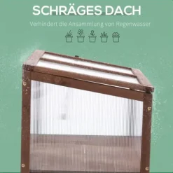 Högbädd/drivbänk 90x50x93 cm, gran & PC-skiva, brun – örtlåda för trädgård/terrass