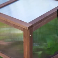 Högbädd/drivbänk 90x50x93 cm, gran & PC-skiva, brun – örtlåda för trädgård/terrass