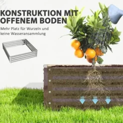 Högbädd/planteringslåda i stål 120x120x30 cm, silver – trädgård/terrass