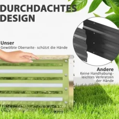 Högbädd/planteringslåda i stål 120x120x30 cm, silver – trädgård/terrass