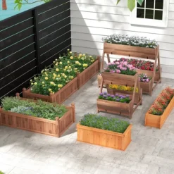 Höjd odlingsbädd, 66×74×74 cm, Brun