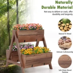 Höjd odlingsbädd, 66×74×74 cm, Brun