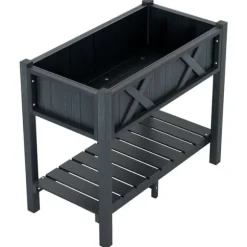 Höjd odlingsbädd, HIPS Poly Wood upphöjd planteringslåda, 86×46×74 cm, Svart